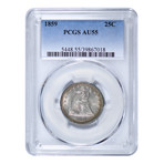 1859 Seated Liberty Quarter PCGS Certified AU55