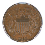 1865 Two Cent Piece PCGS Certified MS62BN
