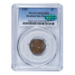 1955 Double Die Obverse Lincoln Wheat Cent PCGS & CAC Certified MS62BN