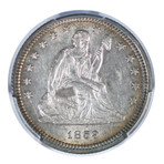 1859 Seated Liberty Quarter PCGS Certified AU55