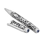 Bali Motif Design Pen // Sterling Silver (Blue Topaz Endcap)