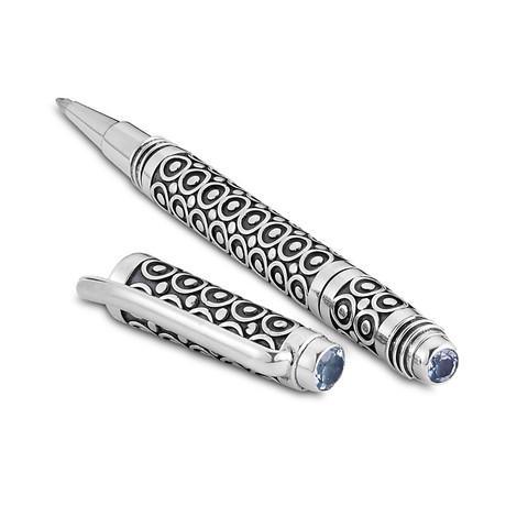 Bali Bullseye Design Pen // Sterling Silver (Amethyst Endcap)