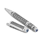 Bali Bullseye Design Pen // Sterling Silver (Blue Topaz Endcap)
