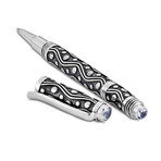 Bali Ziggy Dot Design Pen // Sterling Silver (Blue Topaz Endcap)