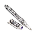 Bali Swirl Design Pen // Sterling Silver (Black Spinel Endcap)
