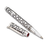 Handmade Bali Dot Design Pen // Sterling Silver (Amethyst Endcap)