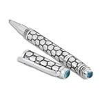 Bali Hive Design Pen // Sterling Silver (Blue Topaz Endcap)
