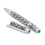Bali Ziggy Design Pen // Sterling Silver (Blue Topaz Endcap)