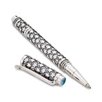Bali Star Design Pen // Sterling Silver (Blue Topaz Endcap)