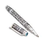 Bali Swirl Design Pen // Sterling Silver (Black Spinel Endcap)