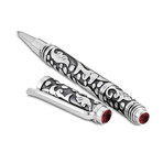 Bali Motif Design Pen // Sterling Silver (Amethyst Endcap)