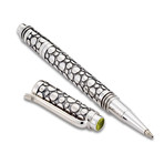 Handmade Bali Dot Design Pen // Sterling Silver (Amethyst Endcap)