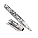 Thai Tribal Design Pen // Sterling Silver (Amethyst Endcap)