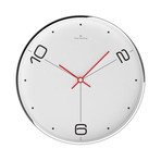 Simplex 300mm Thin Rim Wall Clock // Chrome Steel // V1 (White + Black)