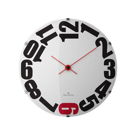 Vitri 500mm Domed Glass Wall Clock // Stainless Steel (White)