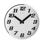 Simplex 300mm Thin Rim Wall Clock // Chrome Steel // V2 (Red)
