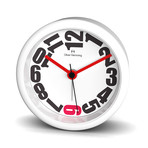 City 80mm Alarm Clock // White Acrylic (White + Red)