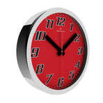 Duplex Wide Rim Wall Clock // Chrome Steel // V2 (Red)