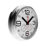 360mm Climate Center Wall Clock // Chrome Steel (Black)
