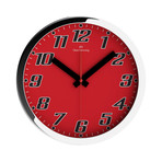 Duplex Wide Rim Wall Clock // Chrome Steel // V2 (Red)