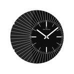 W370 Domed Glass Off Center Vitri Clock // Stainless Steel (Black)