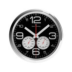 360mm Climate Center Wall Clock // Chrome Steel (Black)