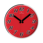 Simplex 300mm Thin Rim Wall Clock // Chrome Steel // V2 (Red)