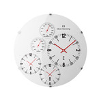 3-Time Zone Weather Wall Clock // Stainless Steel