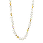 Assael 18k Yellow Gold Single Strand Moonstone + South Sea Pearl Necklace