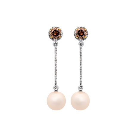 Assael 18k Two-Tone Gold Diamond + Freshwater Pearl Earrings