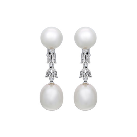 Assael 18k White Gold Diamond + South Sea Pearl Earrings II