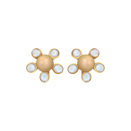 Assael 18k Yellow Gold Moonstone + Golden South Sea Pearl Earrings I