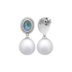 Assael 18k White Gold Moonstone + South Sea Pearl Earrings II