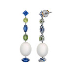 Assael 18k White Gold Sapphire + South Sea Pearl Earrings
