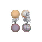 Assael 18k White Gold Diamond + Golden South Sea Pearl + Tahitian Earrings