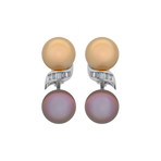 Assael 18k White Gold Diamond + Golden South Sea Pearl + Tahitian Earrings