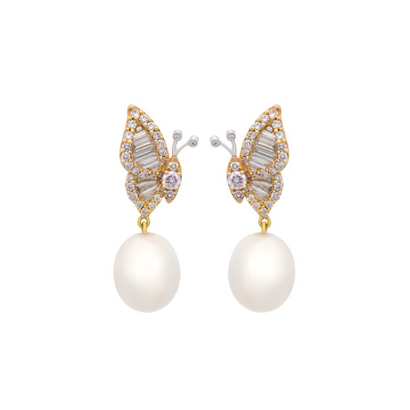 Assael 18k Two-Tone Gold Diamond + South Sea Pearl Earrings II