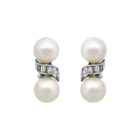 Assael 18k White Gold Diamond + South Sea Pearl Earrings XIV