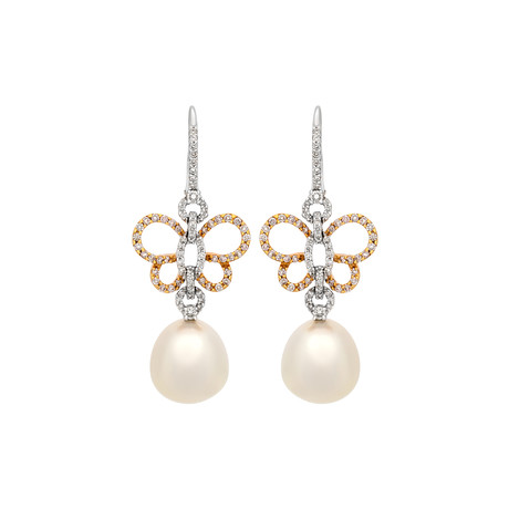 Assael 18k Two-Tone Gold Diamond + South Sea Pearl Earrings I