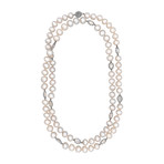 Assael 18k White Gold Single Strand Moonstone + South Sea Pearl Necklace I