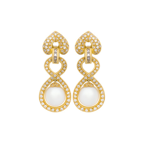 Assael 18k Yellow Gold Diamond + South Sea Pearl Earrings II