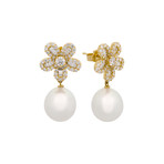 Assael 18k Yellow Gold Diamond + South Sea Pearl Earrings I
