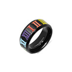 Roman Numeral Ring // Black + Multicolor (Size 9)