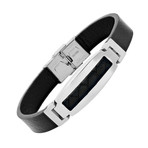 Leather + Stainless Steel Bracelet // Black + Silver
