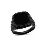 Stainless Steel + Simulated Onyx Ring // Black (Size 9)