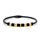 Bracelet // Black Ip Stainless Steel Wire Cable, Black & And 18K Gold Plated Stainless Steel