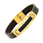 Leather + Stainless Steel Bracelet // Black + Gold