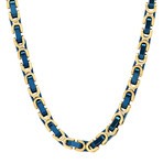 Two Tone Blue And Black Ip Stainless Steel Byzanite Necklace