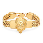 18K Gold Plated Stainless Steel Lion Head Box Chain Bracelet