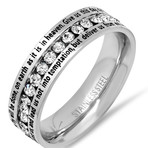 Stainless Steel + Simulated Diamond Ring // Silver (Size 9)